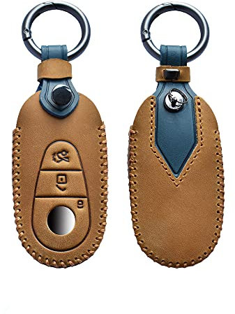 HIBEYO Étui de clé de Voiture pour Mercedes Benz Classe C W206 Classe S W223 S300 S350 S400 S500L C200 avec Porte-clés en Cuir Marron