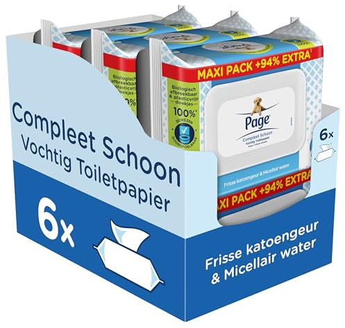Page Umido Carta igienica - Maxipack pulito completo - 444 Pezzi (6 x 74 pezzi) - Confezione regalo
