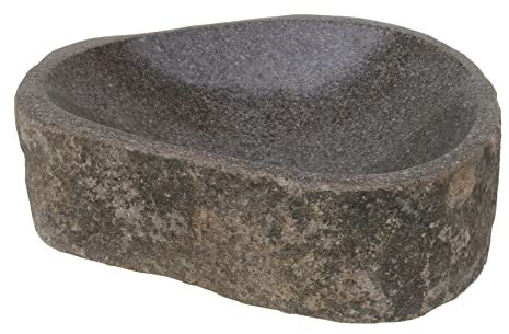 STONE art & more Exklusive Steinschale, Dekoschale, Vogeltränke, oval, Ø ca. 25 cm, Stein Findling, Naturstein, frostfest, Grau