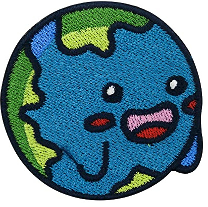 Finally Home Kinder Erde Patch zum Aufbügeln - Welt Aufnäher | Süße Erde Aufnäher: Weltkugel, Umwelt, Klima, Kawaii Planet & Natur. Als Bügelbild für Beutel & Rucksack.