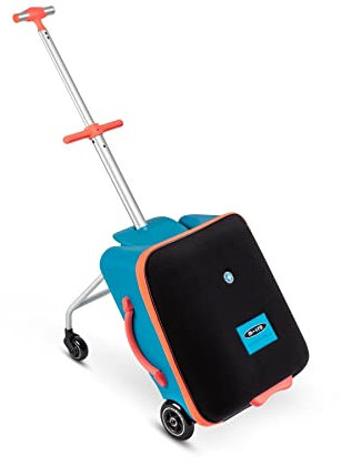 Micro™ Ride on Luggage Eazy | Das ORIGINAL | Reisetrolley mit Rollen | Höhenverstellbar & klappbar | Einkaufstrolley und Handgepäck konform | Koffer & Trolley in einem | Ocean blue