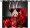 ANHOPE Wine Curtains Eyelet 80% Blackout Room Darkening Curtains with Romantic Love Red Rose and Wine Print Pattern Thermal Insulated Window Drapes for Bedroom Living Room 46 x 63 Inch Drop 2 Panels
