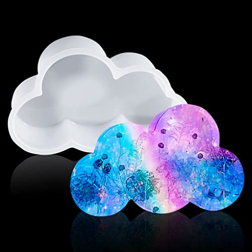 FineInno Grand Moules en Résine Nuage Moule Silicone Large Resin Mold Serre-Livre Moulage pour Spécimen Bougies Conservation des Fleurs (Nuage)