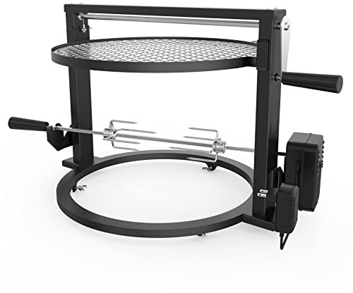onlyfire Sistema de asador estilo Santa Maria compatible con estufa individual de 19.5 pulgadas, sin humo, con motor, 2 tenedores de carne y parrilla de cocción ajustable