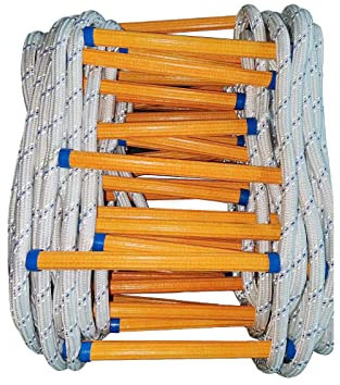 Seilleiter, 12 m, feuerfeste Leiter mit Haken, schnell zu verwenden, robust und stark, tragbar und wiederverwendbar, 3 Etagen, Tragkraft bis zu 907 kg