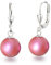 Schöner-SD Perlenohrringe 925 Silber Ohrhänger Perle hängend 10mm Mulberry Pink rose