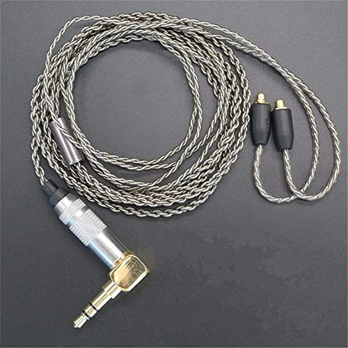 VKMKV Cable de actualización de Repuesto, Cable MMCX, línea de Cables de Alambre chapados en Plata for Auriculares Shure SE215 SE315 SE425 SE535 SE846 UE900