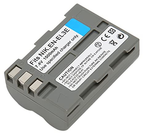 Batterie Lithium-ION pour Appareil Photo Nikon D90 D80 D90s D700 D300 D300S D200 D70 D50 D100 D80S D70S, Batterie de Remplacement en EL3E 1500 MAh, Design Fin