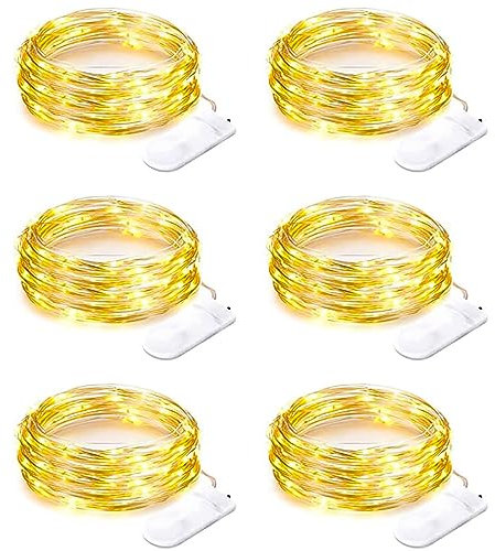 Eyesgood LED Lichterkette Innen mit Batterie Außen 6 Stück 2M 20 LED Lichterketten Weihnachtsbaum Outdoor Aussen mini Lichterkette für Weihnachten Kinderzimmer Garten Baum