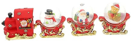 Warmhm 4 Stücke Boxen Weihnachtsdekorationen Schneekugel Leuchtet Weihnachts-Sankt-schneekugel Weihnachtskugellampe Antik Weihnachts-schneekugel Rotieren Glas Kugelförmig Sammlung