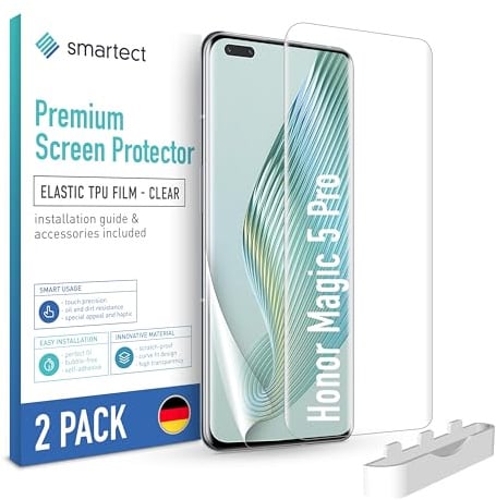 smartect TPU Film Protection 2 Pièces pour Honor Magic 5 Pro | Protège Écran HD Anti-Rayures, Sans Bulles, Ultra Transparent, Compatible Empreintes Digitales, Compatible Coque
