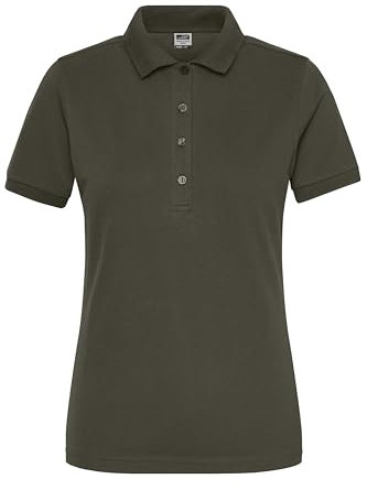 James & Nicholson Damen Bio Workwear Polo Stretch - Elastisches Polo-Shirt mit tailliertem Schnitt | Farbe: Olive | Grösse: 3XL