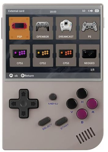 ANBERNIC RG35XX Plus Console de Jeux Portable rétro, Plus de 20 émulateurs incluant PSP, N64, PS1, GBA, et Plus de 5400 Jeux pré-installés, 64G, Gris