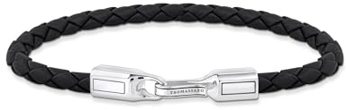 THOMAS SABO Lederarmband in Schwarz Silber 925 Sterlingsilber, Geschwärzt, Leder