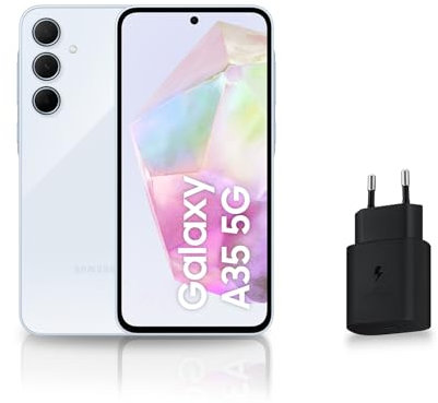 Samsung Galaxy A35 5G, Smartphone Android, 256 Go, Chargeur Secteur Rapide 25W Inclus [Exclusivité Amazon], Smartphone déverrouillé, Bleu, Version FR