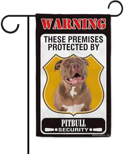Ganshan Bi These Premises Protected by Pitbull Red Nose Garden Flag Dog Warning Welcome Yard Flag Sign Banner for Outdoor Farmhouse 12.5X18 Inch Double Side