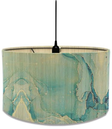 Fansu Pantalla de Lámpara de Mesa,Pantallas de Lámpara de Bambú,Cubierta de Lámpara de Tambor Estampado de Mármol Europeo,Cilíndrica Lámpara de Pie para Mesita de Noche (30x30x23cm,azul claro)