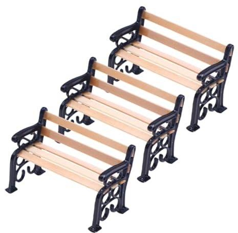 UPKOCH 3stücke Miniatur Parkbank Modelle Für Mikro-landschaften Und Puppenhäuser Detailgetreue Möbel Für Kreative Bastelprojekte Und Garten-Dekoration