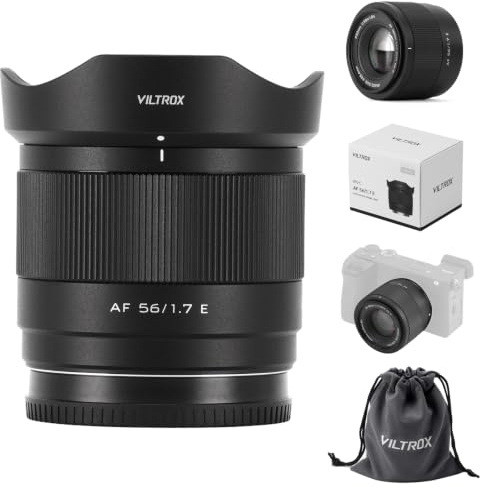 VILTROX 56mm F1.7 SLR Camera Lens E-Mount AF APS-C Large Aperture Wide-Angle Auto Focus Format Portrait Lens for Sony ZV-E10 FX30 ZC-E10II a5000 a5100 a6000 a6100 a6700 a6300 a6400 a6500 a6600