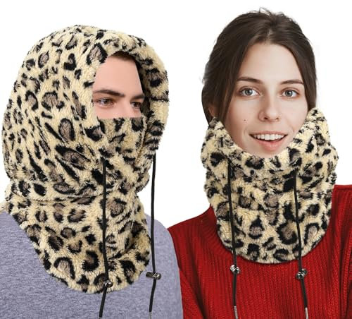 Geyoga Balaclava Winter Sturmhaube Skimaske Motorradmaske Fahrrad Verstellbar Winddicht Gesichtshaube Outdoor(Leopard)