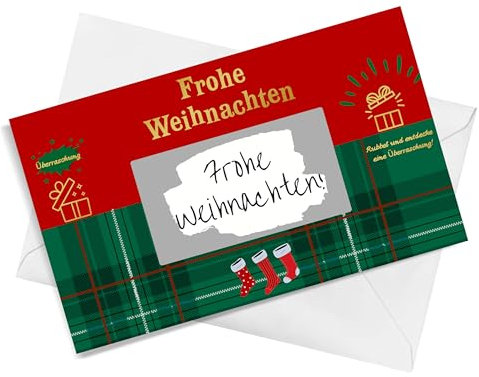 akaca Weihnachts-Rubbelkarten-Gutschein-Geschenkset - Strumpf-Design (Rot und Grün)