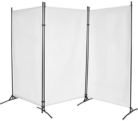 TONFEION Paravent 3-teilig 260x180cm Raumteiler Trennwand mit Rollen Faltbar Sichtschutz Stellwand für Büros/Krankenhäuser/Schlafzimmer (Weiß)
