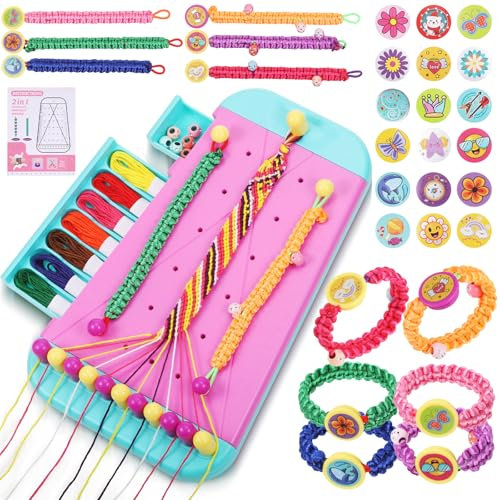 Freundschaftsarmbänder Selber Machen, Friendship Bracelet Kit mit Fäden, Gummis, Perlen, Verschlüssen, Armbänder Basteln Flechtset Knüpf Set, Kreatives ​Bastelset, Geburtstagsgeschenk für Mädchen 6-12