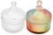 FRCOLOR Elegant 2pcs Glass Storage Box for Body Powder Puff Travel Container Sturdy Portable Makeup Organizer