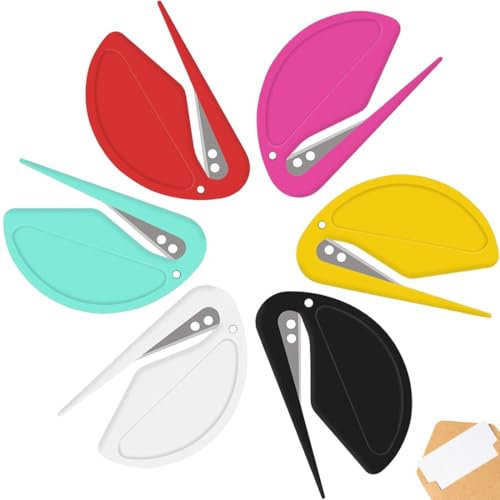 XENQITO 6 PCS Ouvre-Lettres, Ouvre Enveloppe, Ouvre Enveloppe En Plastique, Plastique Efficace Ouvere Courrier, Mini Coupe-papier Portable, Mini Ouvre-Lettres En Plastique pour Emballer Courrier