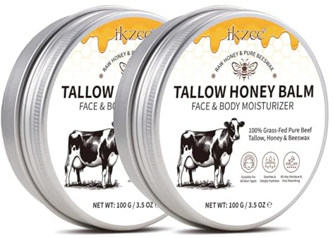 P-Beauty 2x Tallow Honey Körper & Gesicht Balsam - natürliche Pflegecreme mit Rindertalg & Honig - Gesichtscreme - beruhigt gereizte Haut, stärkt die Hautbarriere, intensive Pflege für alle Hauttypen