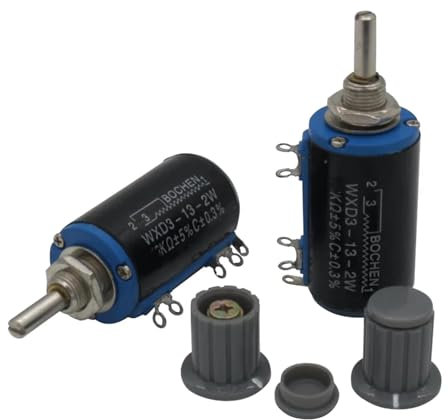 2 Stück WXD3-13-2W Wellendurchmesser 470 Ohm Drehseitiger Mehrgangpotentiometer 10-Gang-Potentiometer 10-Ring-Potentiometer + 2 Stück Knopf