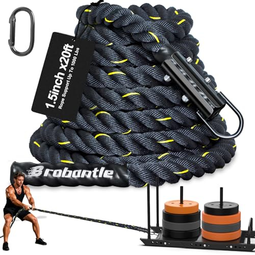 Brobantle Weight Sled Pulling Rope 20FT, Trainer Physical Training Strength Rope for Workout Sled,Tire Pulling Workout, Fitness Resistance,Football Exercise Equipment for Men and Women
