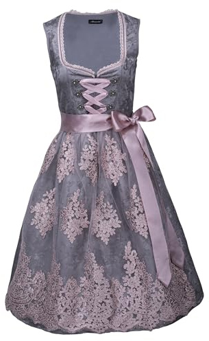 Allegenda Dirndl Für Damen | Midi Trachtenkleid für Octoberfast | 2-teilig | Trachtenmode mit Schürze | Besonderes Design | Erstklassig (46)