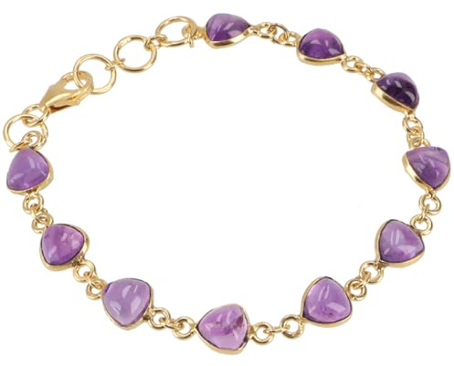Indisches Boho Armband, vergoldetes Sterling Silber mit Steinen, Amethyst