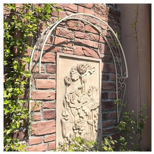 Genérico Enrejado de Arco metálico para jardín para trepadoras, Arco de Rosas metálico de Pared para Ventanas, Puertas y entradas(Size:100 x 21 x 105cm,Color:Blanco)