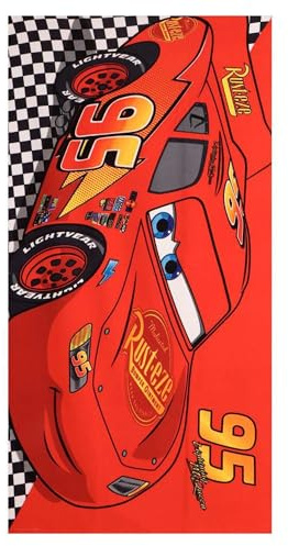 Toalla Cars 70 x 140 cm Niño y Niña - Toalla Infantil Disney Rayo Mcqueen Suave y Absorbente para Playa, Pisicna y Natación, Toalla Infantil Verano 2-10 Años