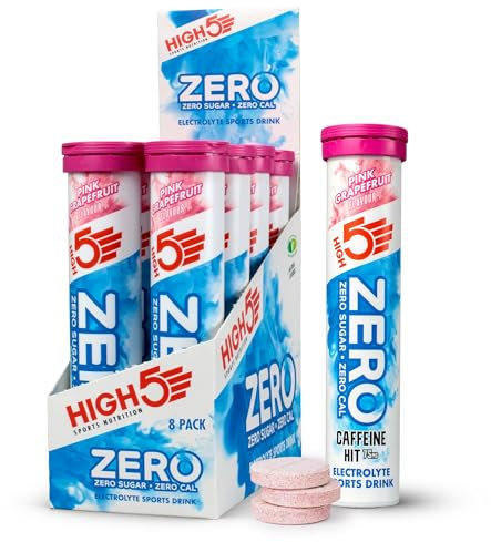 HIGH5 ZERO Caffeine Hit ElectrolyteTablets - Hydration Tablets with Vitamin C - 0 Calories & Sugar Free - Boost Hydration, Performance & Wellness - Pink Grapefruit, 160 Tablets (20x, Pack of 8)