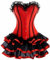 KUOSE Moulin Rouge Gothic Corsagenkleid Korsett Spitenrock Übergrößen S-6XL, Rot, EUR(36-38)L