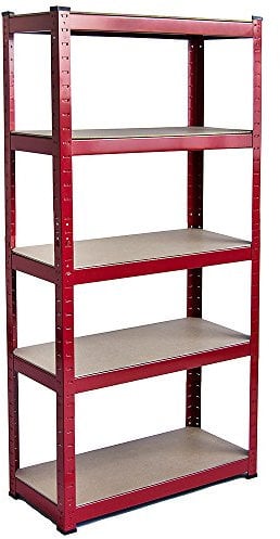 Home Vida Regal mit 5 Ebenen, strapazierfähig, für Küche, Garage, 875 kg Kapazität, Standard, Rot