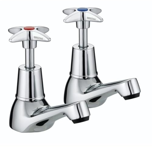 Bristan Crosshead Bathroom Taps, Chrome Pillar Basin taps, VAX 1/2 C | Matching bath taps available