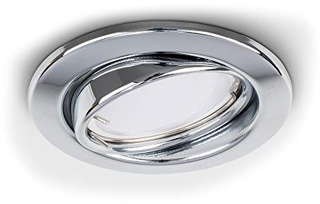 MiniSun | Polished Chrome Tiltable Steel Ceiling Recessed Spotlight Downlights | Recessed Lighting, Home Décor & Improvement Essential | Pack of 6 | Includes Bulb [Warm White] | Mains Wired