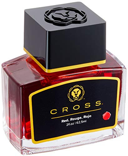 CROSS Fountain Pen Ink Bottle, Red, 62.5 ml (2 oz.), Fine Point, Refillable, Glass Bottle