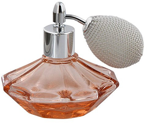 Flakon aus Rosa Glas mit silb.Ballpumpe 50ml, Kosmetex Parfum.Gesichtswasser, Raumduft, leer, Klar - Silber