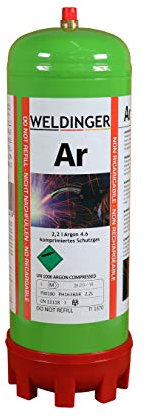 110 bar Argon 4.6 Schutzgas-Einwegflasche 2 Liter (220 Liter Schweißgas für WIG und MIG-Schweißen)