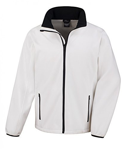Result Men's Core Printable Soft Shell Jacket, White (WHI/Blk), XXXX-Large(Size:4XL)