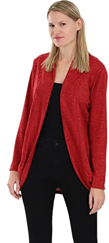 Malito Damen Strickjacke lang | Cardigan im eleganten Design | Angesagter Oversize Look - Weste - Jacke 5021 (rot)