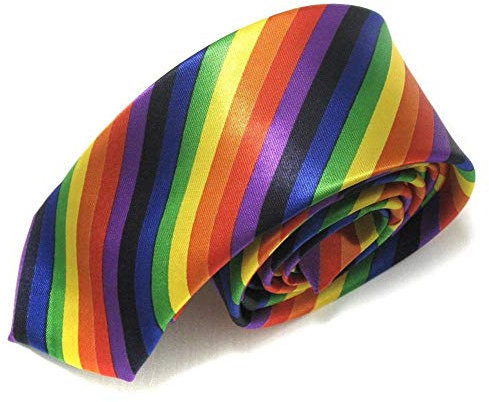 EROSPA® Krawatte Halsbinde Schlips Rainbow/Regenbogen - Herren/Männer - Gay Pride LGBT