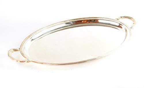 VASSOIO OVALE MANICI INGLESE 62 X 36 in Sheffield Argento - la più Alta qualità del Silver Plated - Eleganza e comodità in tavola