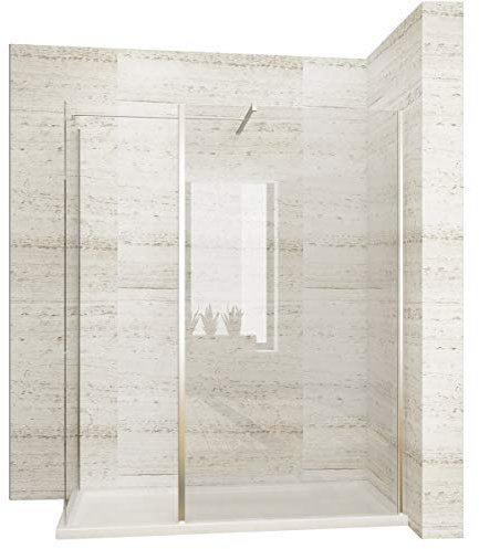 Paroi de douche 120 x 195 cm avec paroi latérale de 90 cm - Paroi latérale de 8 mm - Nano verre - Avec porte pivotante de 30 cm