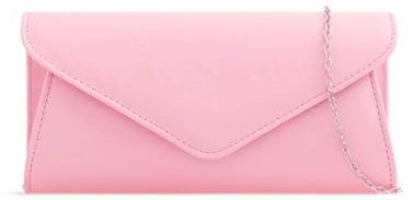 Leah Ward Women's Faux Leather Clutch Bags Wedding Flap Handbags 490H (Pink)